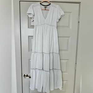 White Swiss Dot & Lace Dress